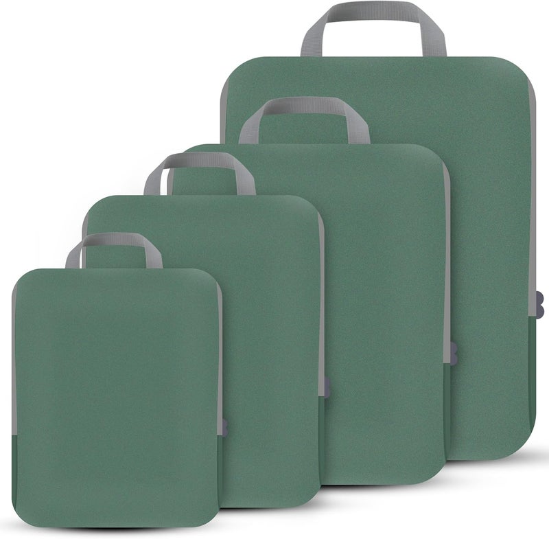 PANDA JOYS 4 Set Compression Packing Cubes Travel - Travel Accessories Expandable Packing Organizers for Carry On - Essentials Luggage Bags - Green - Image 1